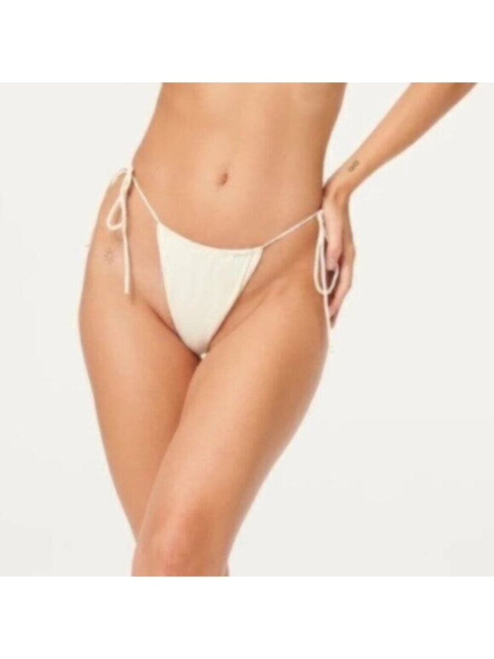 NWT Good American Women's Cream Tiny Ties Bikini Swim Bottoms Size 4/XL